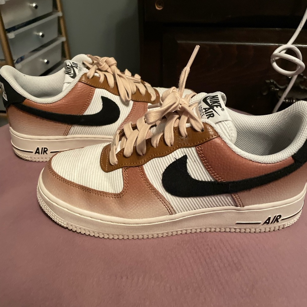 Nike AF1 size 8 black/white & brown perfect condition worn once!!